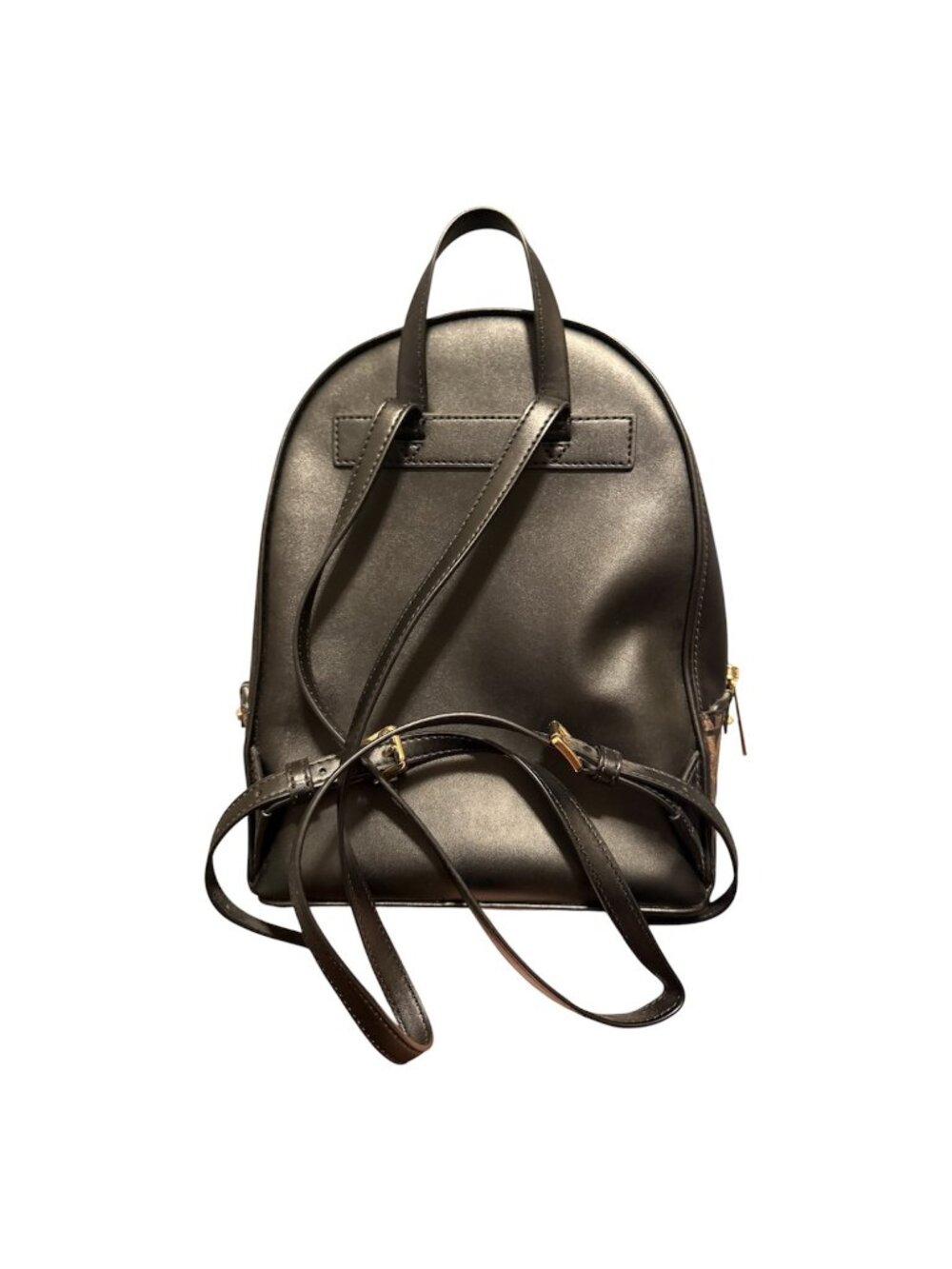 Michael Kors Adina Abbey Med Backpack Pebbled PVC/Leather Blk/Brwn Check Des - Picture 2 of 7